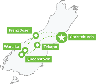 New Zealand's South Island Adventure map